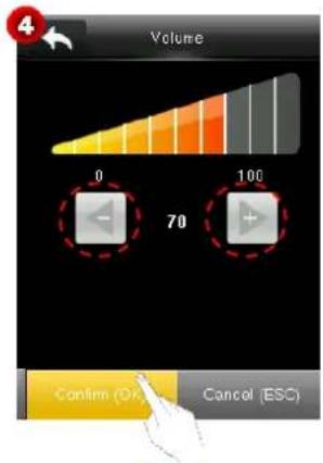 Volume 0 100 70 Cancel (OK) Cancel (ESC)