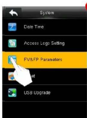 System Date Time Access Logo Setting FV&FP Parameters USB Upgrade