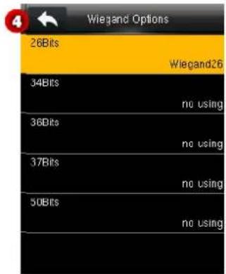 Wiegand Options 26Bits Wiegand26 34Bits no using 36Bits no using 37Bits no using 50Bits no using