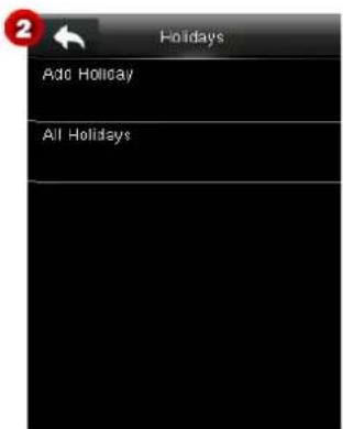 Holidays Add Holiday All Holidays
