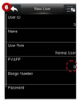 New User User ID 3 Name User Role Normal User FV&FP 0 Badge Number Password