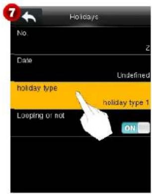 Holidays No. Date Undefined holiday type holiday type 1 Looping or not ON