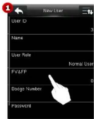 New User User ID 3 Name User Role Normal User FV&FP 0 Badge Number Password