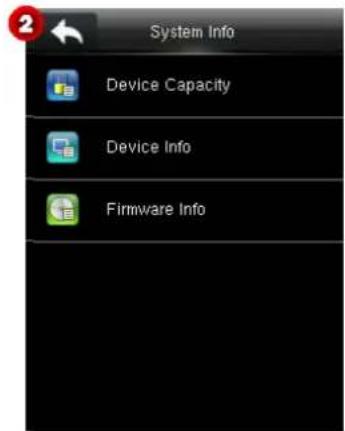 System Info Device Capacity Device Info Firmware Info