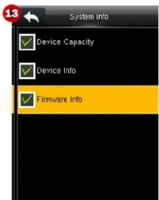 13 System Info ✓ Device Capacity ✓ Device Info ✓ Firmware Info