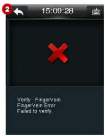 15:09:28 Verify : FingerVein FingerVein Error Failed to verify.
