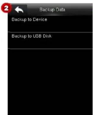 Backup Data Backup to Device Backup to USB Disk