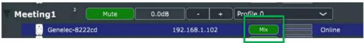 Meeting1 Mute 0.0dB - + Profile 0 Genelec-8222cd 192.168.1.102 Mix Online