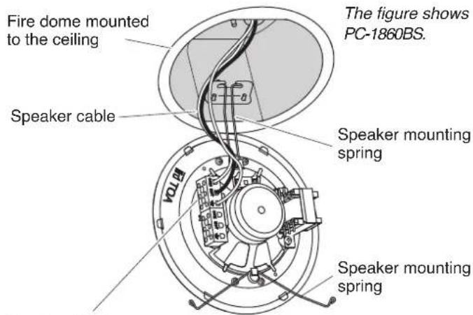 Fire dome mounted to the ceiling Speaker cable The figure shows PC-1860BS. Speaker mounting spring Volta Speaker mounting spring
