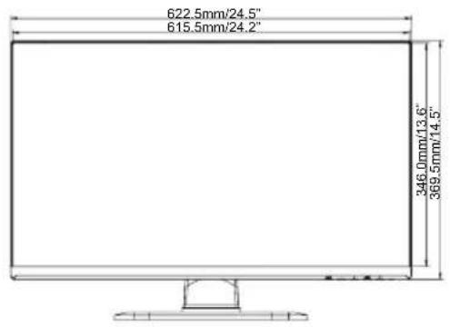 622.5mm/24.5" 615.5mm/24.2" 346.0mm/13.6" 369.5mm/14.5"