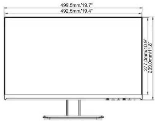 499.5mm/19.7" 492.5mm/19.4" 277.0mm/10.9" 299.0mm/11.8"