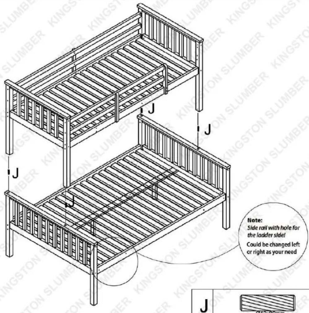 J J J Note: Side rail with hole for the ladder side! Could be changed left or right as your need J (412x80mm)