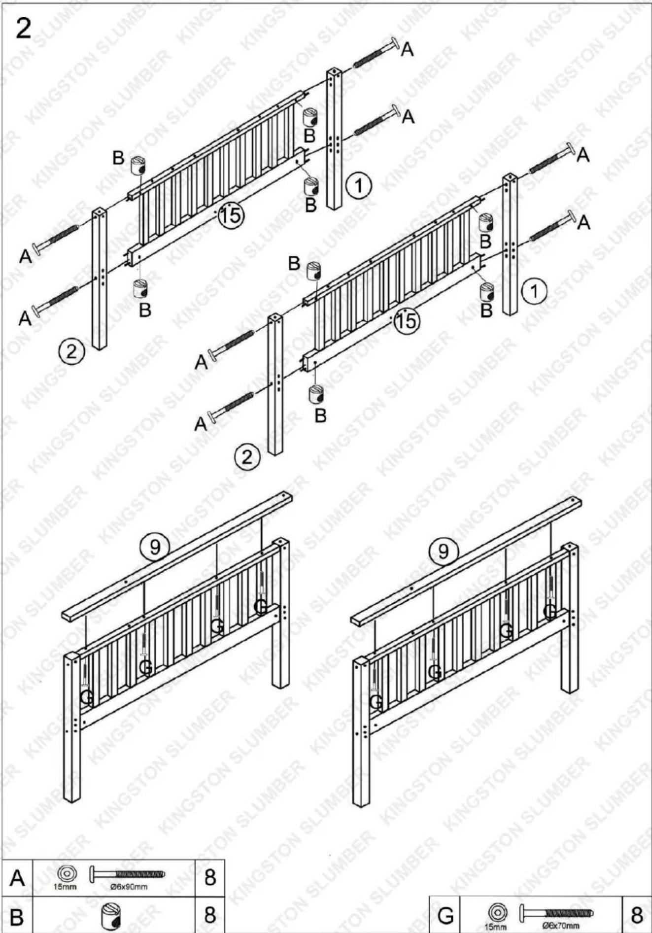 2 A 15 B B B A 1 A B B A 15 B B A ② ② ① ① 9 G G G G G A 15mm Ø6x90mm 8 B 8 G 15mm Ø6x70mm 8