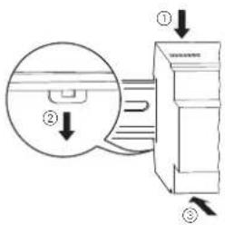 Diagram showing a device with labeled parts and directional arrows, including a magnified inset view.