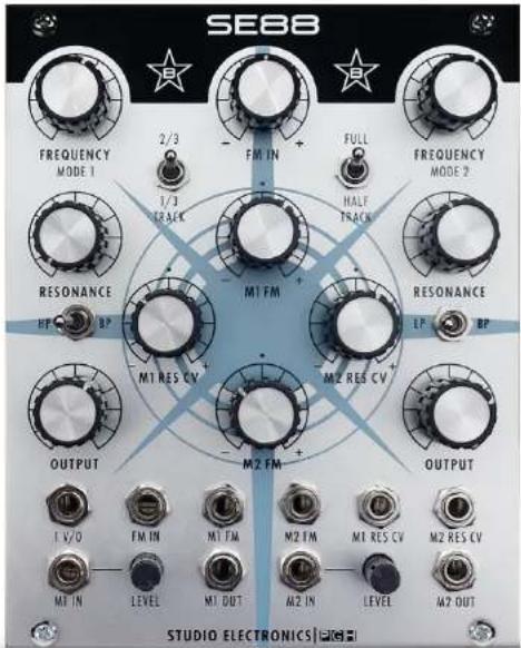 SEBB FREQUENCY MODE 1 2/3 FM IN FULL FREQUENCY MODE 2 1/3 TRACK HALF TRACK M1 FM RESONANCE FP BP M1 RES CV M2 RES CV M2 FM OUTPUT M2 RES CV M2 RES CV M1 IN LEVEL M1 OUT M2 IN LEVEL M2 OUT STUDIO ELECTRONICS