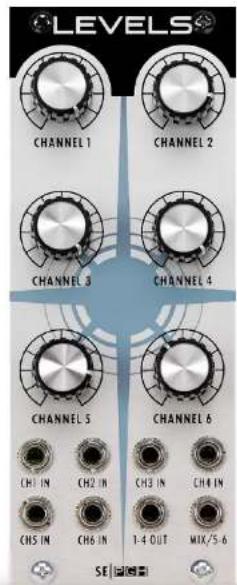 LEVELS CHANNEL 1 CHANNEL 2 CHANNEL 3 CHANNEL 4 CHANNEL 5 CHANNEL 6 CH1 IN CH2 IN CH3 IN CH4 IN CH5 IN CH6 IN 1-4 OUT MIX/5-6 SE | SE