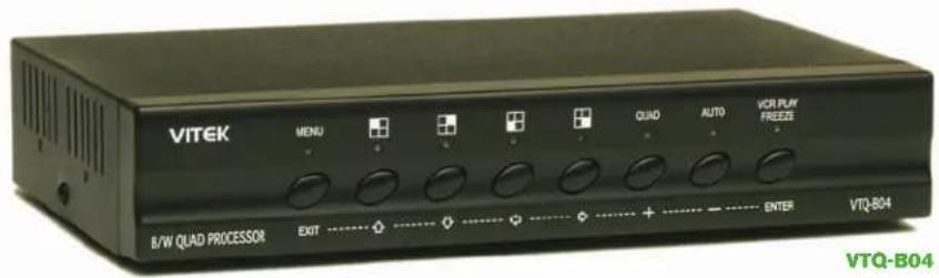VITEK MENU QUAD AUTO VCR PLAY FREEZE B/W QUAD PROCESSOR EXIT ENTER VTQ-804 VTQ-B04