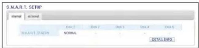 S.N.A.R.T. SETUP internal external Dok 1 Dok 2 Dok 3 Dok 4 Dok 5 SMART STATUS NORMAL DETAIL INFO