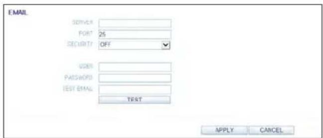 EMAIL SOMEX PORT 25 SECURITY OFF USER: PASSWORD: TEST EMAIL TEST APPLY CANCEL