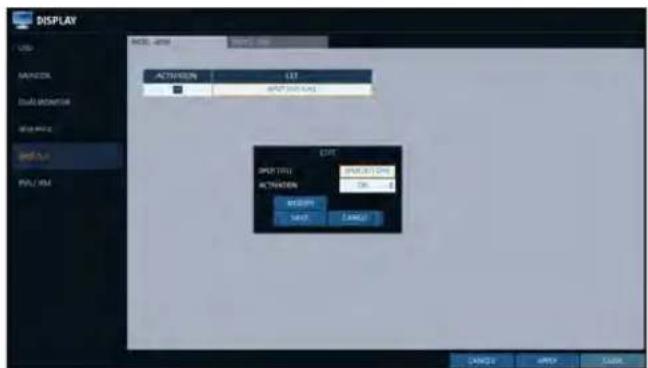 DISPLAY ACTIVATION LET OFF: 0.01.00 ACTIVATION OK Cancel Cancel Cancel