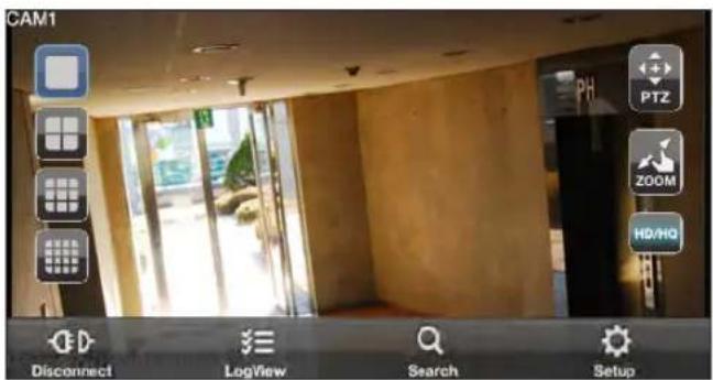CAM1 PH PTZ ZOOM HD/HQ Disconnect LogView Search Setup