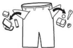 Diagram illustrating a garment pattern with labeled parts and directional arrows indicating movement or folding.