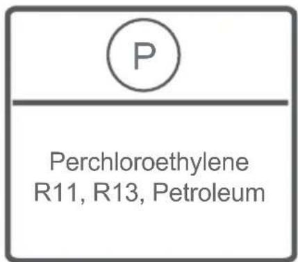 P Perchloroethylene R11, R13, Petroleum