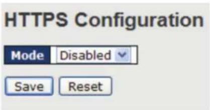 HTTPS Configuration Mode Disabled Save Reset