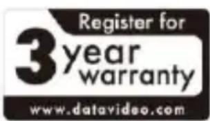Register for 3year warranty www.datavideo.com