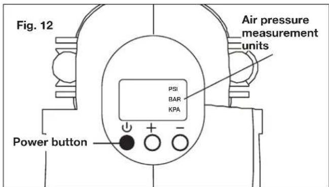 Fig. 12 Air pressure measurement units PSI BAR KPA Power button