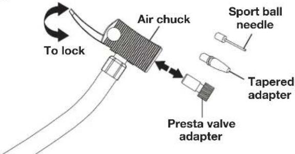 To lock Air chuck Sport ball needle Tapered adapter Presta valve adapter