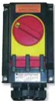 Electrical control box with red and yellow casing (no visible text or symbols)