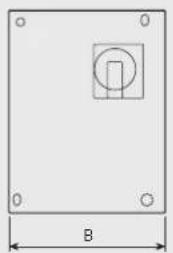 Simple geometric diagram of a square plate with center and side holes, labeled 'B' at bottom (no text or symbols within the diagram itself)