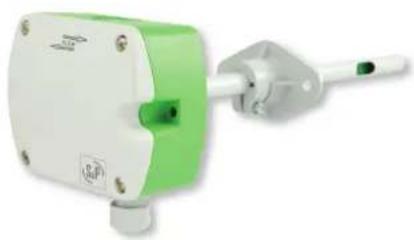 Green and white industrial sensor device with a terminal handle (no visible text or symbols)