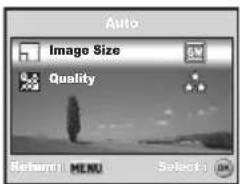 Auto Image Size Quality Ref: 100 MENU Select: OK