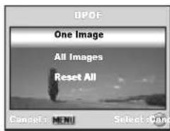 DPOF One Image All Images Reset All Cancel MENU Select iBox