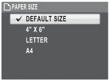 PAPER SIZE ✓ DEFAULT SIZE 4" X 6" LETTER A4