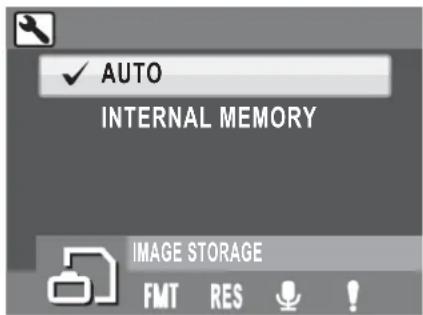 AUTO INTERNAL MEMORY IMAGE STORAGE FMT RES!