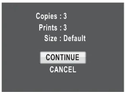 Copies : 3 Prints : 3 Size : Default CONTINUE CANCEL
