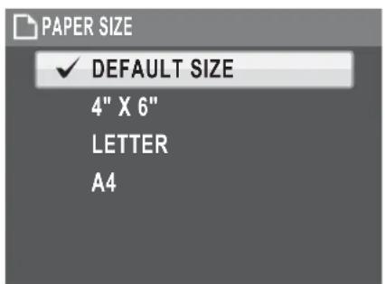 PAPER SIZE ✓ DEFAULT SIZE 4" X 6" LETTER A4