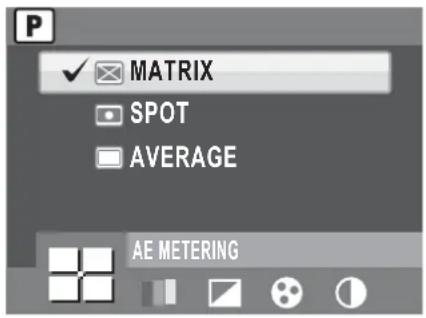 P MATRIX SPOT AVERAGE AE METERING