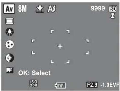 Av 8M A3 9999 SD OK: Select ISO 200 F2.9 -1.0EVF