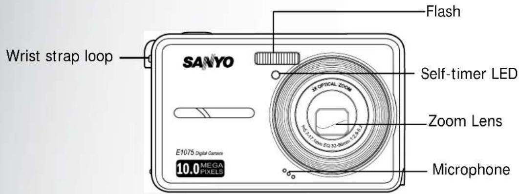 SANYO Wrist strap loop Flash Self-timer LED Zoom Lens Microphone E1075 Digital Camera 10.0 MEGA PIXELS