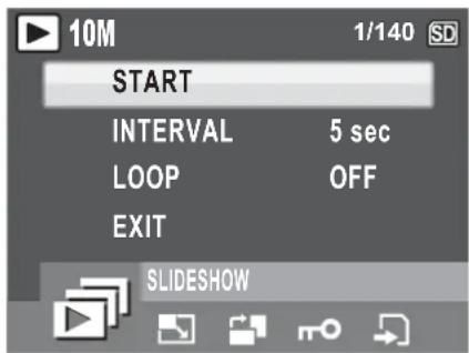 10M 1/140 SD START INTERVAL 5 sec LOOP OFF EXIT SLIDESHOW