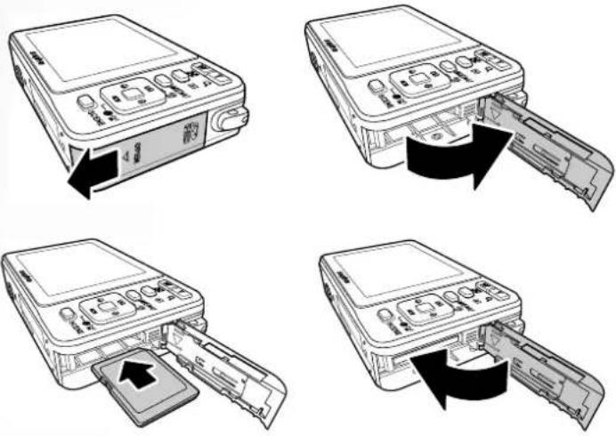 SANYO VPC-E1075 - Inserting an SD/MMC Memory Card - 1