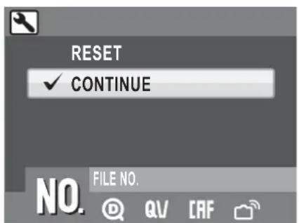 RESET ✓ CONTINUE NO. FILE NO. © QV CAF