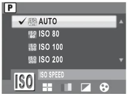 P ✓ ISO AUTO ISO 80 ISO 80 ISO 100 ISO 100 ISO 200 ISO 200 ISO SPEED