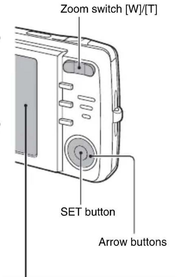 Zoom switch [W]/[T] SET button Arrow buttons