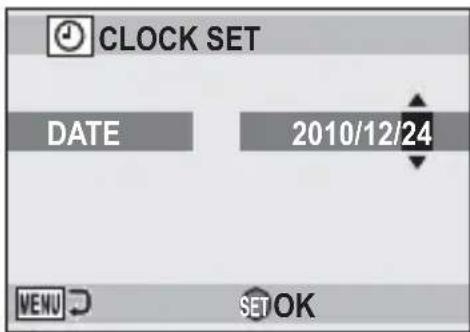 CLOCK SET DATE 2010/12/24 MENU SET OK