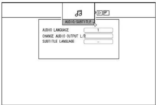 AUDIO/SUBTITLE AUDIO LANGUAGE 1 CHANGE AUDIO OUTPUT L/R SUBTITLE LANGUAGE -
